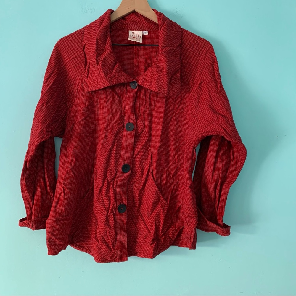 Mill Valley Clothing Co. Vintage Plaid Linen Blend Lagenlook Trumpet Big Shirt S